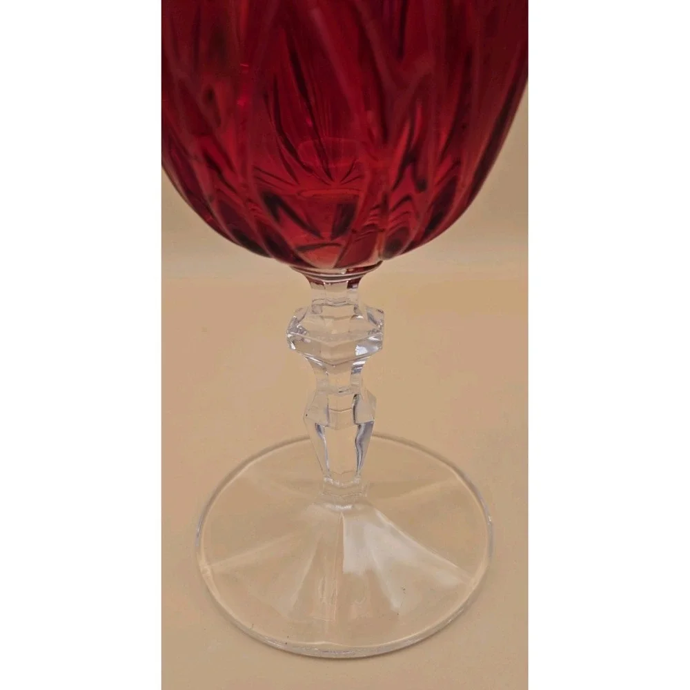 Red Waterford Goblet Vintage Crystal Stemmed Goblet